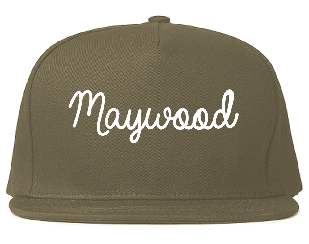 Maywood New Jersey NJ Script Mens Snapback Hat Grey