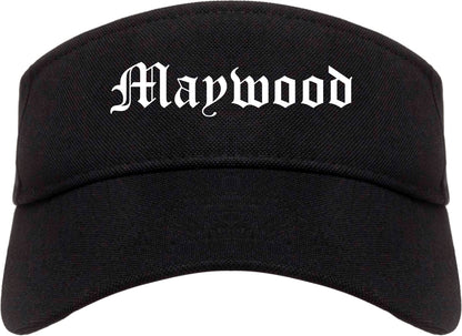 Maywood New Jersey NJ Old English Mens Visor Cap Hat Black