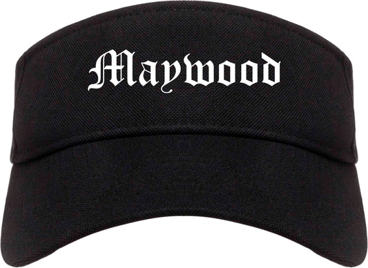 Maywood New Jersey NJ Old English Mens Visor Cap Hat Black