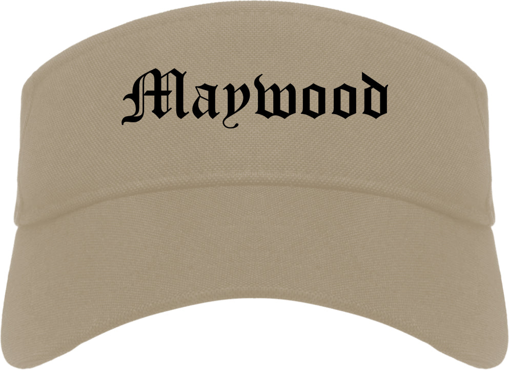 Maywood New Jersey NJ Old English Mens Visor Cap Hat Khaki