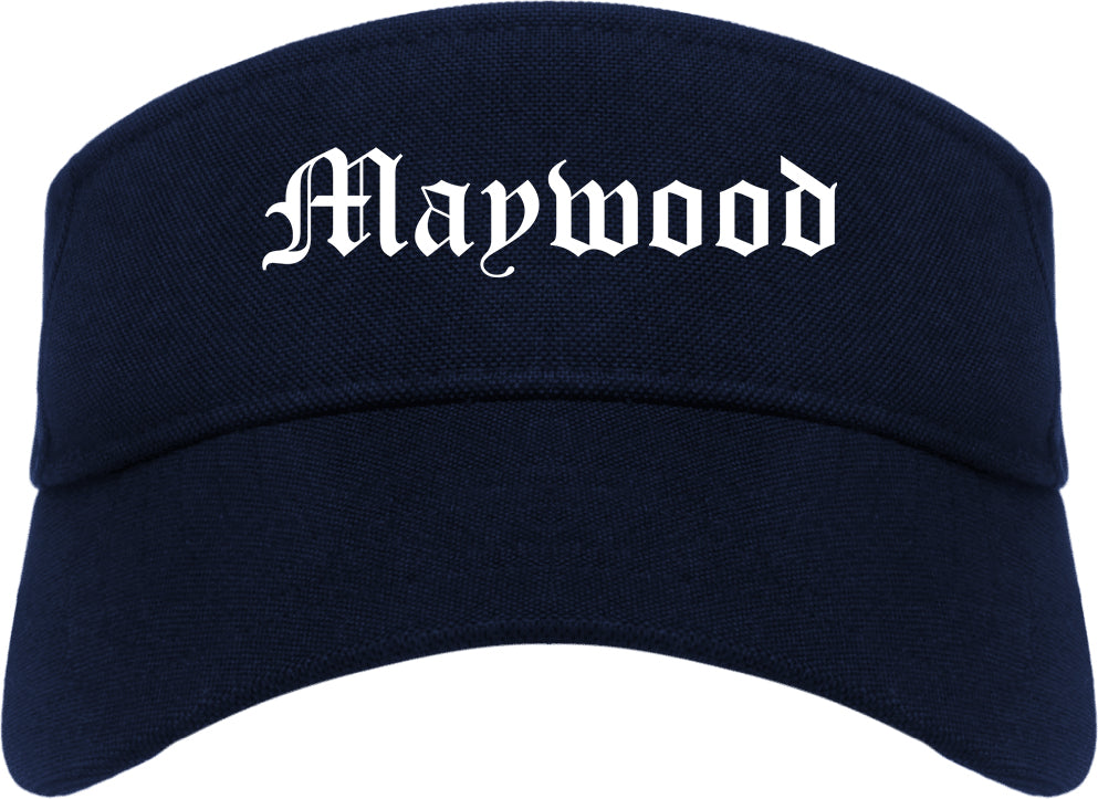 Maywood New Jersey NJ Old English Mens Visor Cap Hat Navy Blue