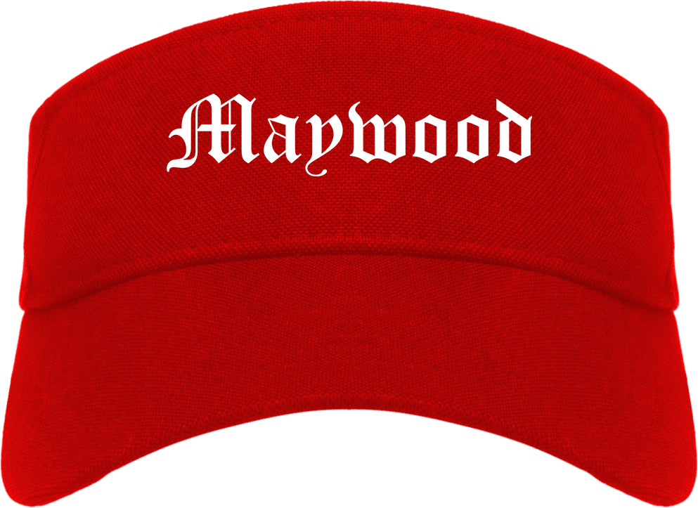 Maywood New Jersey NJ Old English Mens Visor Cap Hat Red