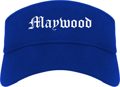 Maywood New Jersey NJ Old English Mens Visor Cap Hat Royal Blue