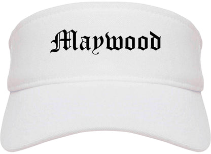 Maywood New Jersey NJ Old English Mens Visor Cap Hat White