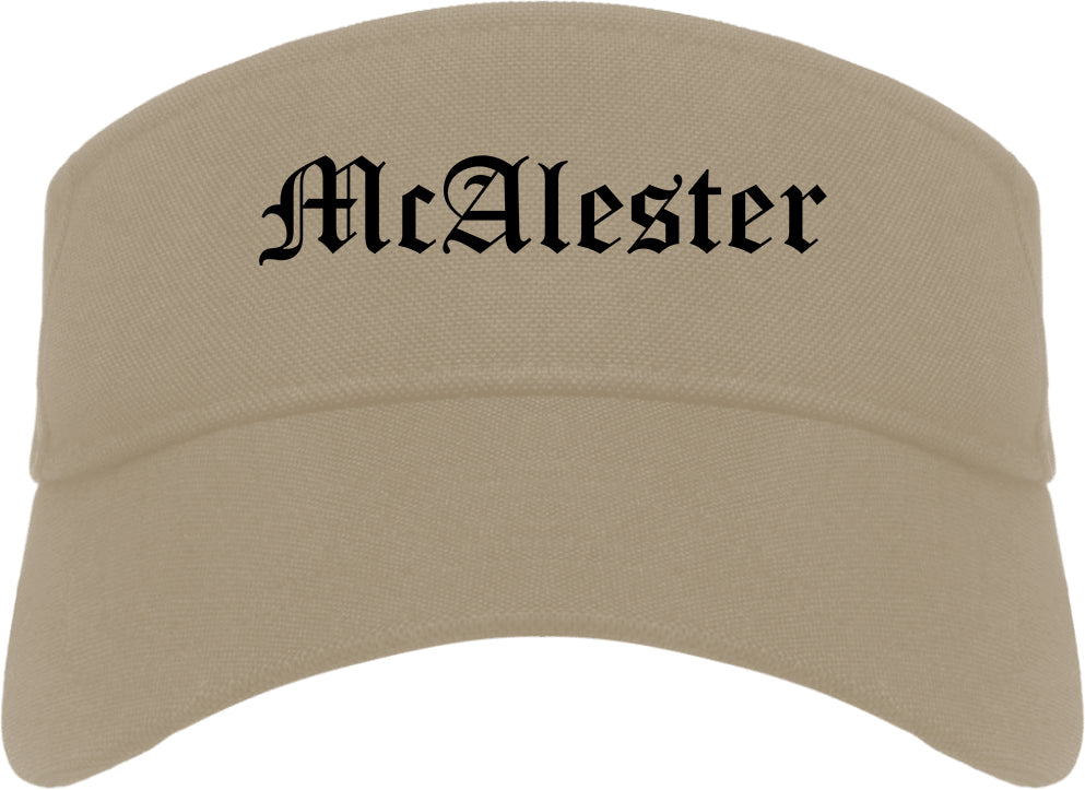 McAlester Oklahoma OK Old English Mens Visor Cap Hat Khaki
