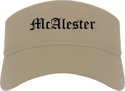 McAlester Oklahoma OK Old English Mens Visor Cap Hat Khaki