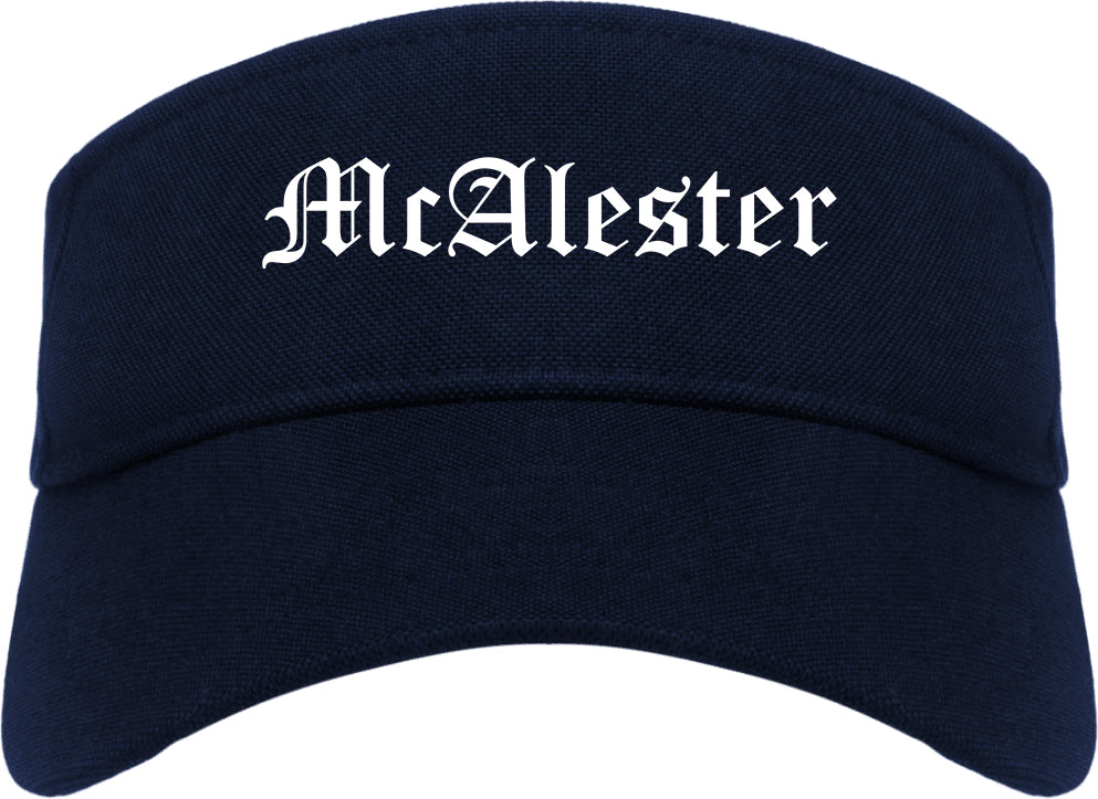 McAlester Oklahoma OK Old English Mens Visor Cap Hat Navy Blue