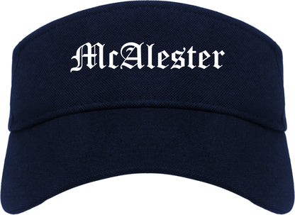 McAlester Oklahoma OK Old English Mens Visor Cap Hat Navy Blue