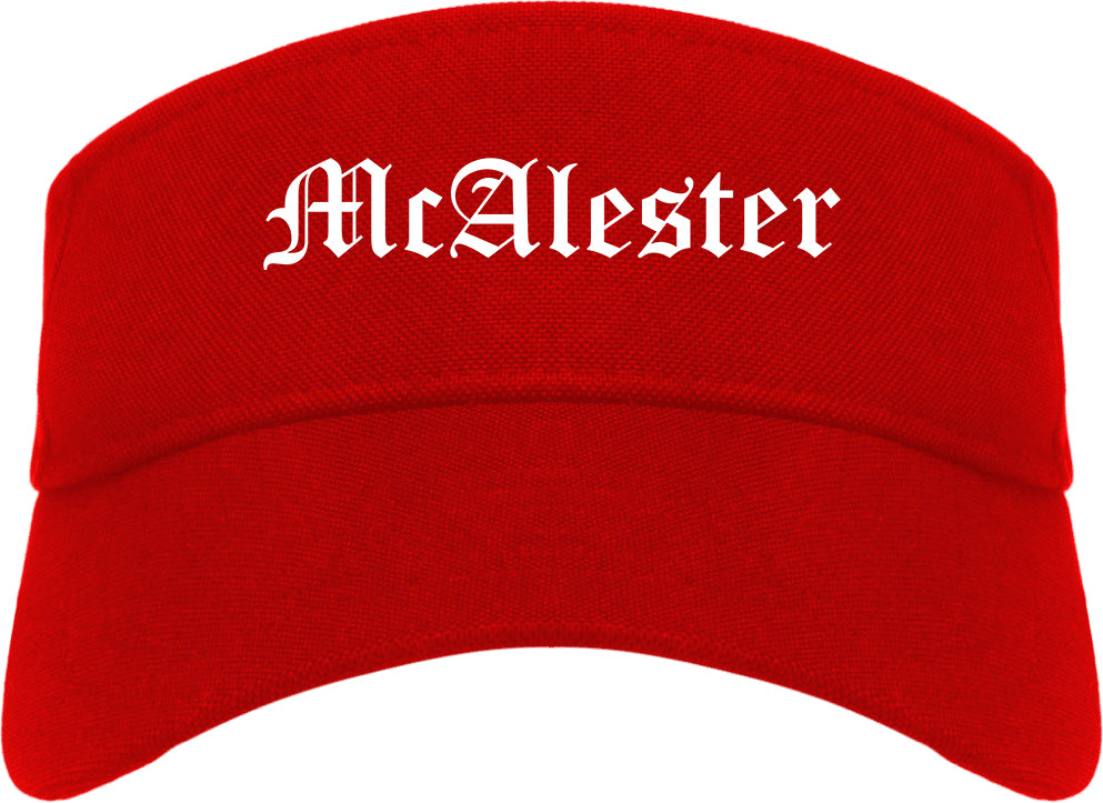 McAlester Oklahoma OK Old English Mens Visor Cap Hat Red