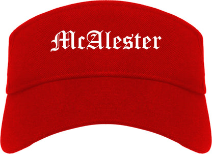 McAlester Oklahoma OK Old English Mens Visor Cap Hat Red