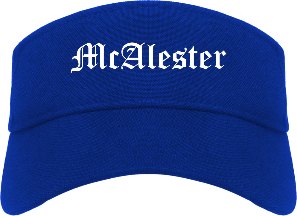 McAlester Oklahoma OK Old English Mens Visor Cap Hat Royal Blue