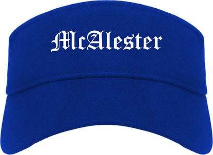 McAlester Oklahoma OK Old English Mens Visor Cap Hat Royal Blue