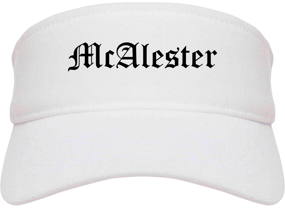 McAlester Oklahoma OK Old English Mens Visor Cap Hat White