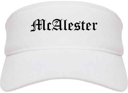 McAlester Oklahoma OK Old English Mens Visor Cap Hat White