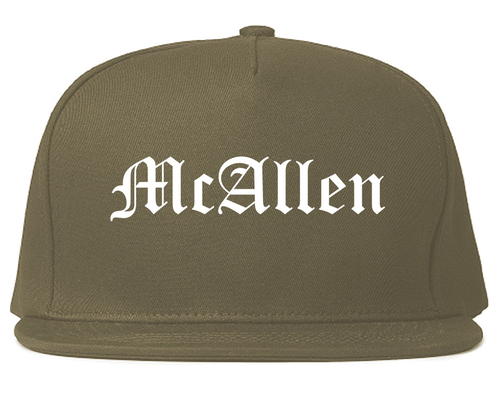 McAllen Texas TX Old English Mens Snapback Hat Grey