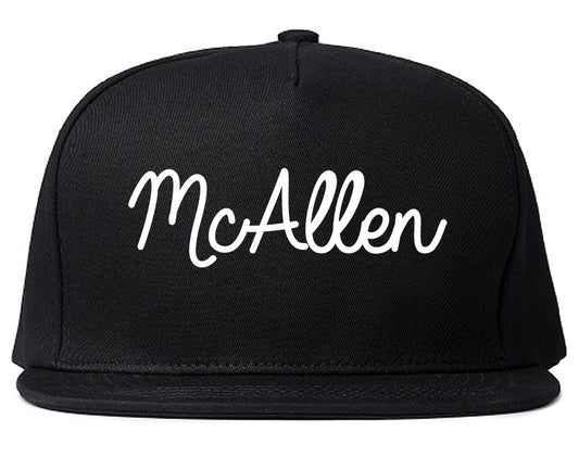 McAllen Texas TX Script Mens Snapback Hat Black
