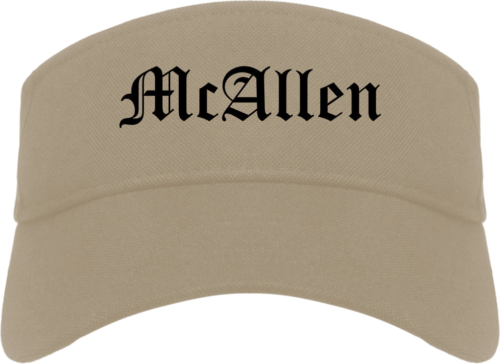 McAllen Texas TX Old English Mens Visor Cap Hat Khaki