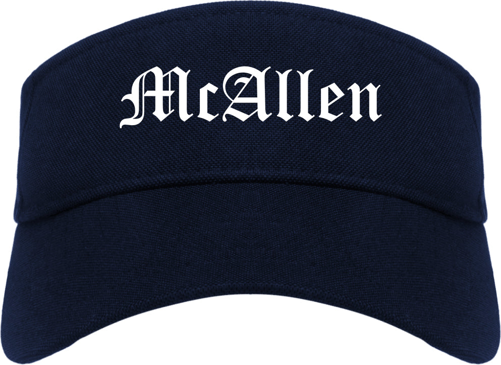 McAllen Texas TX Old English Mens Visor Cap Hat Navy Blue