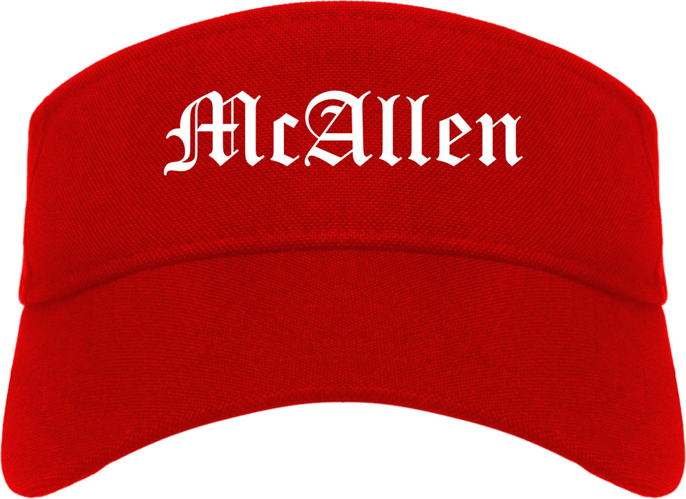 McAllen Texas TX Old English Mens Visor Cap Hat Red