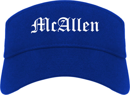 McAllen Texas TX Old English Mens Visor Cap Hat Royal Blue
