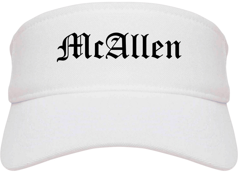 McAllen Texas TX Old English Mens Visor Cap Hat White