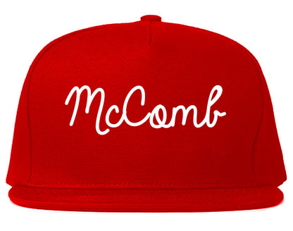 McComb Mississippi MS Script Mens Snapback Hat Red