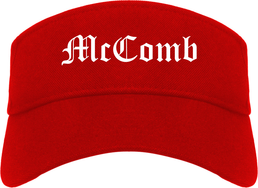 McComb Mississippi MS Old English Mens Visor Cap Hat Red