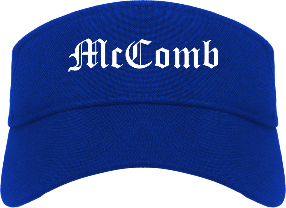 McComb Mississippi MS Old English Mens Visor Cap Hat Royal Blue