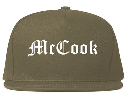 McCook Nebraska NE Old English Mens Snapback Hat Grey