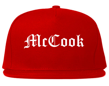 McCook Nebraska NE Old English Mens Snapback Hat Red