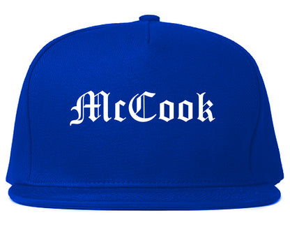 McCook Nebraska NE Old English Mens Snapback Hat Royal Blue