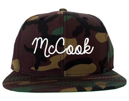 McCook Nebraska NE Script Mens Snapback Hat Army Camo