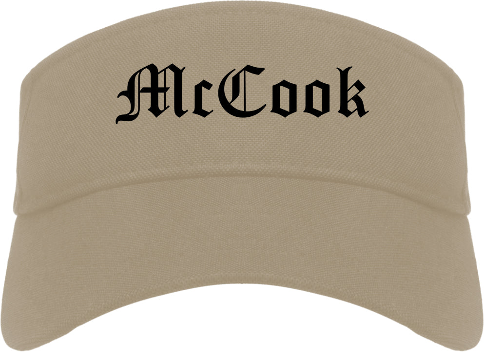 McCook Nebraska NE Old English Mens Visor Cap Hat Khaki