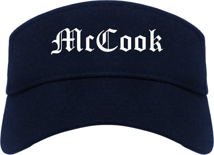 McCook Nebraska NE Old English Mens Visor Cap Hat Navy Blue