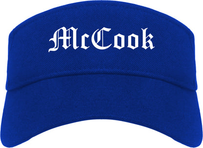 McCook Nebraska NE Old English Mens Visor Cap Hat Royal Blue