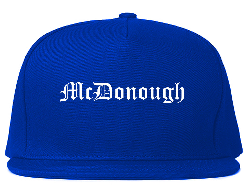 McDonough Georgia GA Old English Mens Snapback Hat Royal Blue