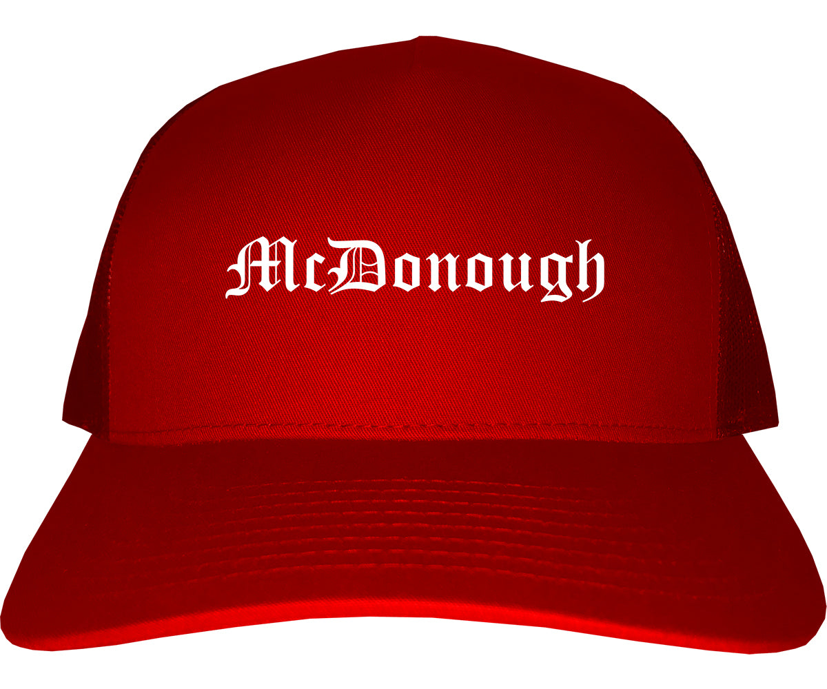 McDonough Georgia GA Old English Mens Trucker Hat Cap Red