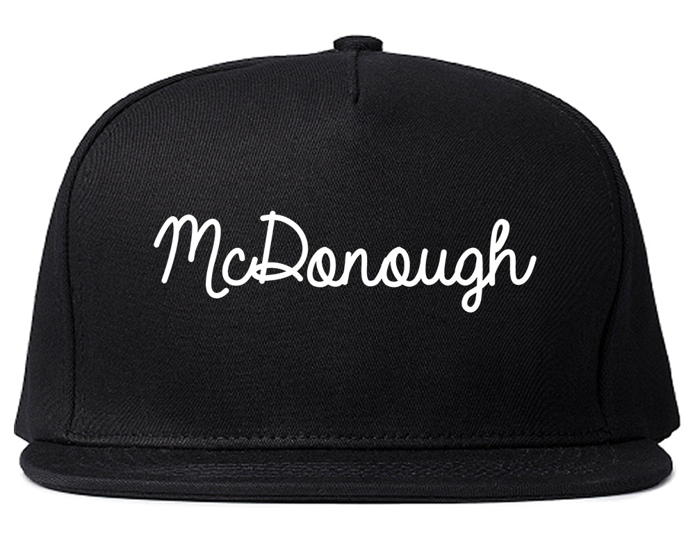 McDonough Georgia GA Script Mens Snapback Hat Black