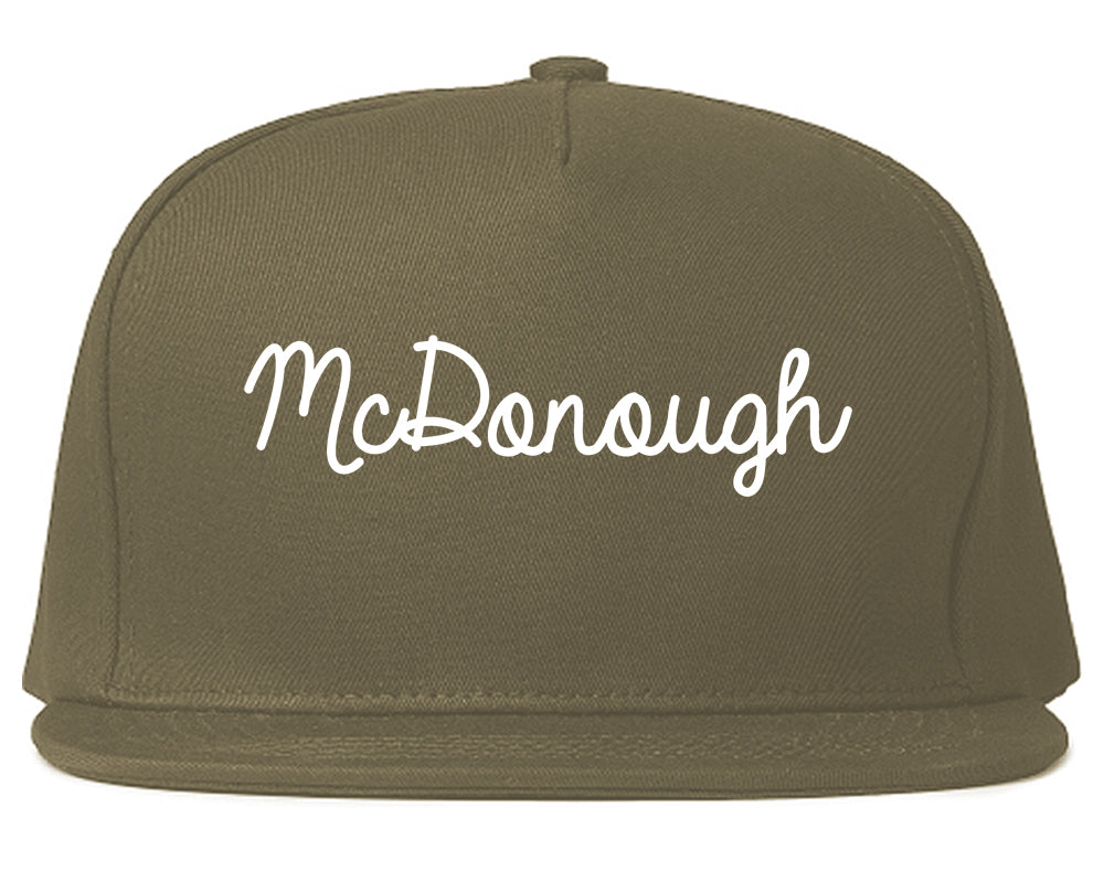 McDonough Georgia GA Script Mens Snapback Hat Grey