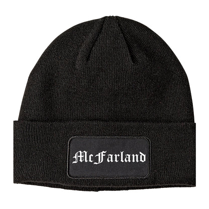 McFarland California CA Old English Mens Knit Beanie Hat Cap Black