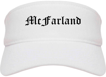 McFarland Wisconsin WI Old English Mens Visor Cap Hat White