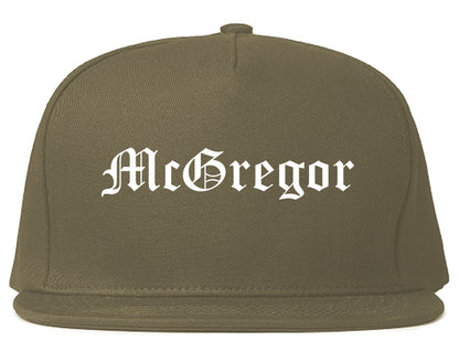 McGregor Texas TX Old English Mens Snapback Hat Grey