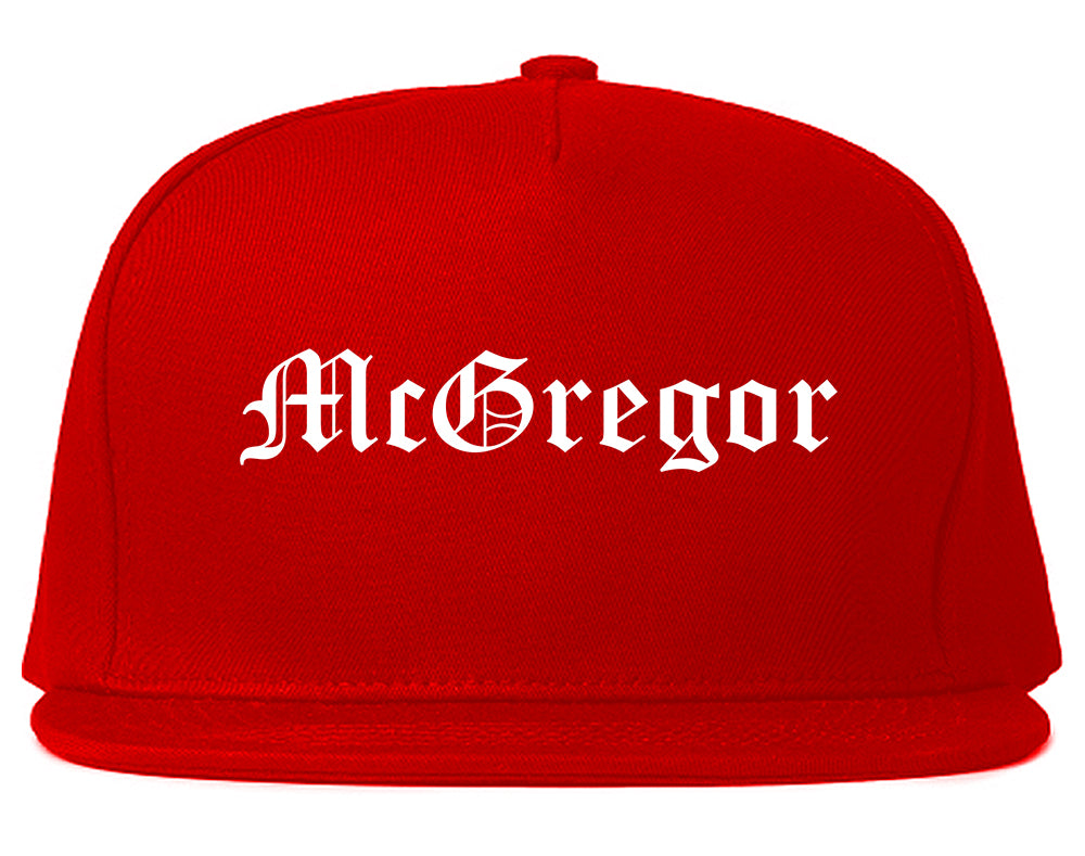 McGregor Texas TX Old English Mens Snapback Hat Red