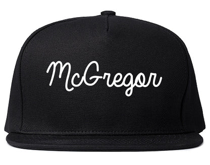 McGregor Texas TX Script Mens Snapback Hat Black