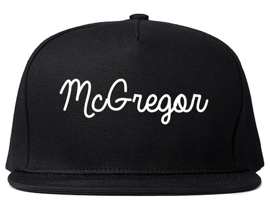 McGregor Texas TX Script Mens Snapback Hat Black