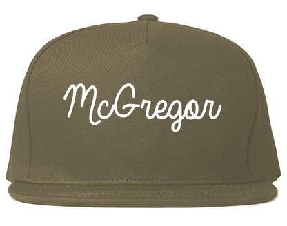 McGregor Texas TX Script Mens Snapback Hat Grey