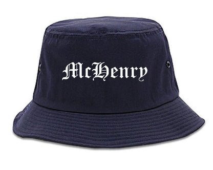 McHenry Illinois IL Old English Mens Bucket Hat Navy Blue