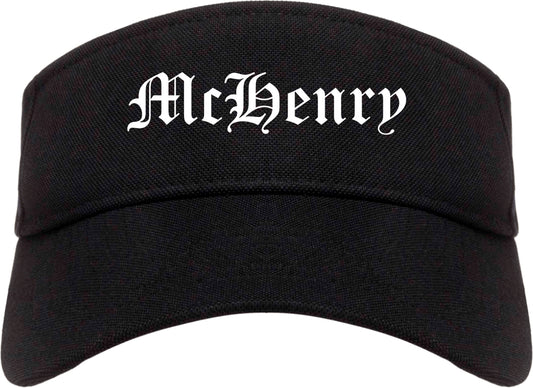 McHenry Illinois IL Old English Mens Visor Cap Hat Black