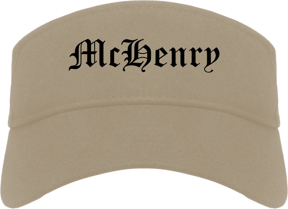 McHenry Illinois IL Old English Mens Visor Cap Hat Khaki