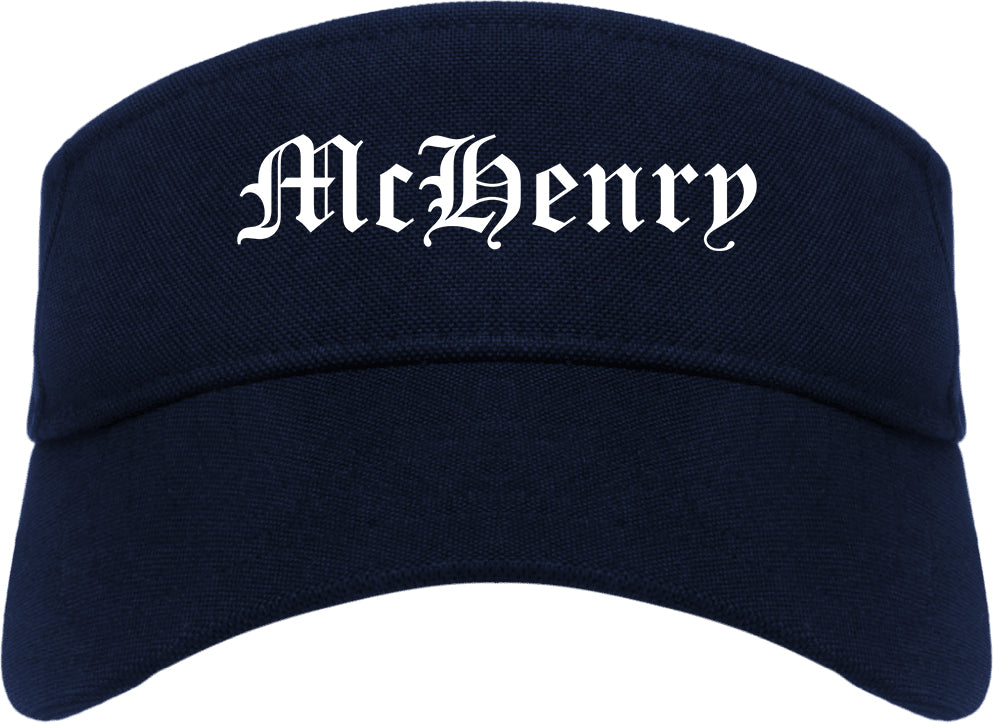 McHenry Illinois IL Old English Mens Visor Cap Hat Navy Blue